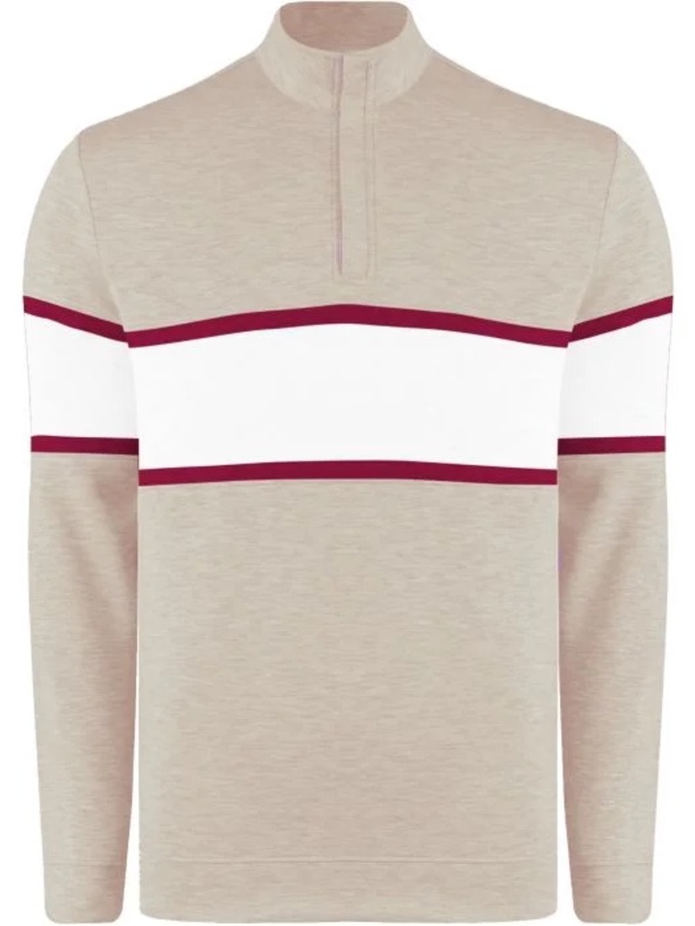 NWT Swannies Golf Performance Owen Quarter Zip - Men’s M Beige/Red Stripe